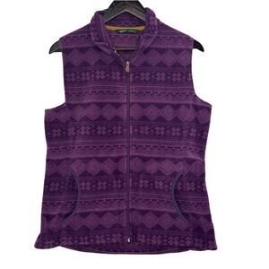 Woolrich Fleece Vest Womens Large Purple Southwestern Pockets Heritage Cabincore